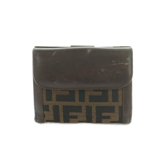 中古】フェンディ FENDI 財布 三つ折り 小銭入れ ズッカ柄 キャンバス