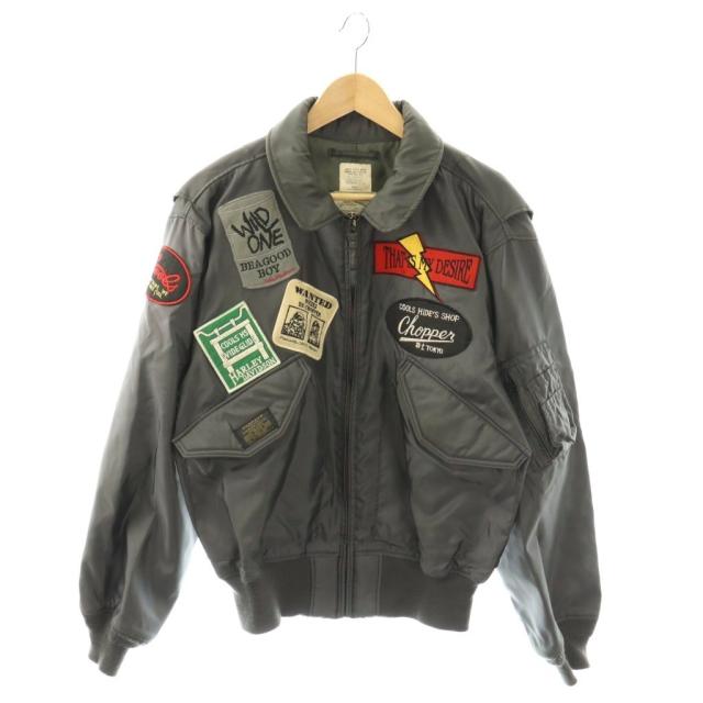 【中古】ヒューストン HOUSTON 飛翔上衣 CWU-36/P 紋章 ジップアップ L 薄墨色 /HK ■GY18 メンズ