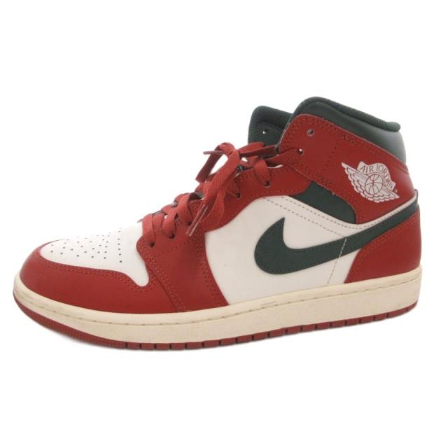 【中古】ナイキ NIKE AIR JORDAN 1 MID スニーカー シューズ ハイカット ロゴ 27.5 赤 レッド DQ8426-105