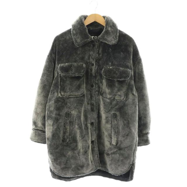 【中古】ディーゼル DIESEL A17575 ファーコート フェイクファー ロング S グレー /HK レディース