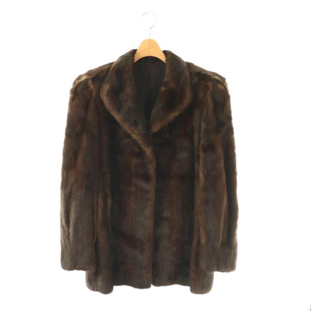 【中古】ノーブランド ミンクファー コート 毛皮 ダークブラウン /ES ■GY18 レディース