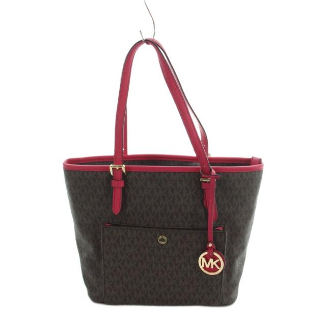 【中古】マイケル教科課程 MICHAEL KORS 30S7GTTT8B ジェット機仕かける トートバッグ お手手 MK柄 ロゴタイプ PVC なめし革 茶