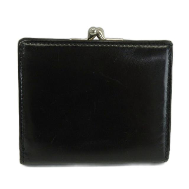 【中古】プラダ PRADA コンパクトウォレット 財布 二つ折り がま口 レザー ロゴ 型押し 黒 ブラック レディース_1