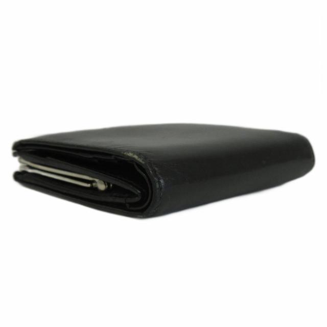 【中古】プラダ PRADA コンパクトウォレット 財布 二つ折り がま口 レザー ロゴ 型押し 黒 ブラック レディース_5