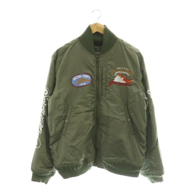 【中古】ジェロニモ geronimo 飛翔上衣 MA-1 上衣 ジップアップ 紋章 裏地ボア XL オリーブ