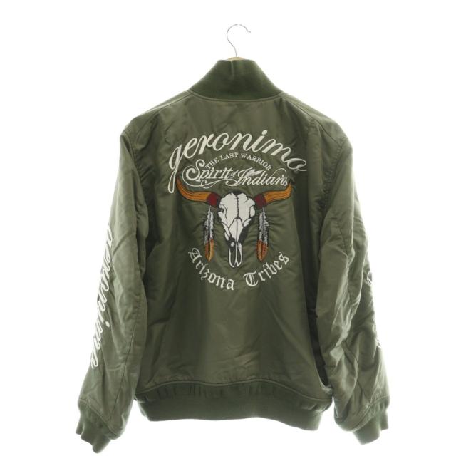 【中古】ジェロニモ geronimo 飛翔上衣 MA-1 上衣 ジップアップ 紋章 裏地ボア XL オリーブ