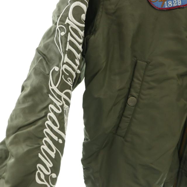 【中古】ジェロニモ geronimo 飛翔上衣 MA-1 上衣 ジップアップ 紋章 裏地ボア XL オリーブ