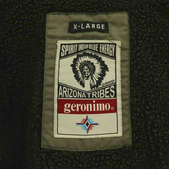 【中古】ジェロニモ geronimo 飛翔上衣 MA-1 上衣 ジップアップ 紋章 裏地ボア XL オリーブ