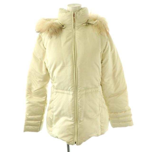 【中古】モンクレール MONCLER 茶タグ ダウンジャケット フード ファー付き 1 アイボリー /ES ■GY17 レディース