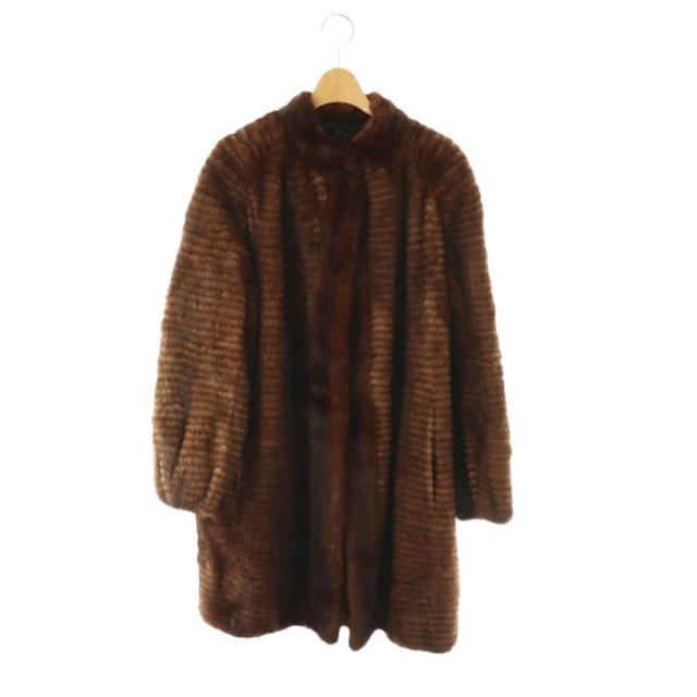 【中古】ミツコシ MITSUKOSHI TERAMORE ファーコート ミディアム 総裏地 11 ブラウン /DO ■GY11 レディース