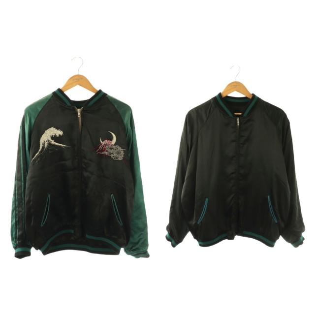 【中古】ジャパニーズクラシックスクリプト 花旅楽団 火の鳥 ジャンパー ブルゾン ジップアップ XXL ブラック