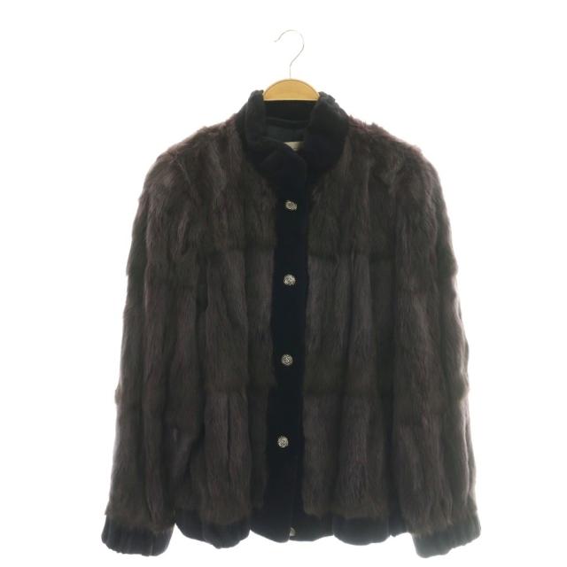 【中古】ナカムラファー Nakamura Fur ラビットファージャケット 毛皮 ミンクファー 切替 メタルボタン 紫 /CX