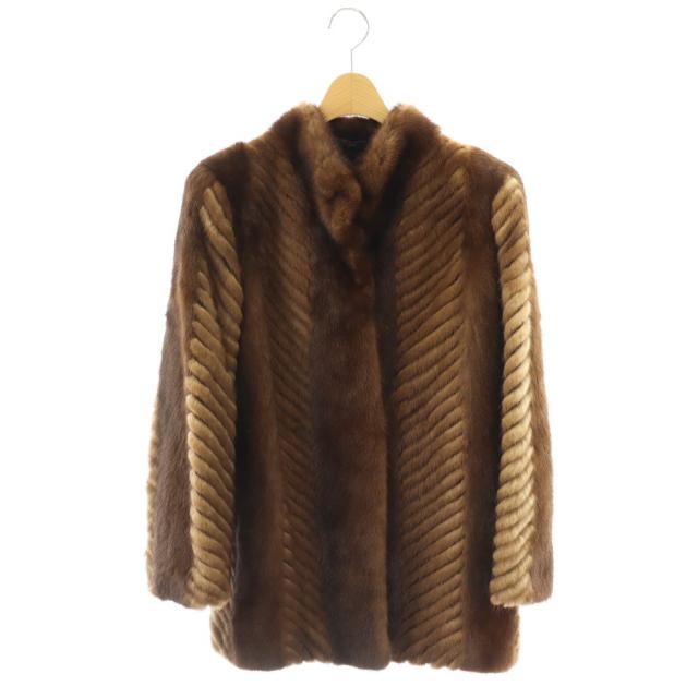 【中古】アリアンナ ARIANNA ジャケット ファー 毛皮 シェブロンカット ブラウン /HK ■GY18 レディース