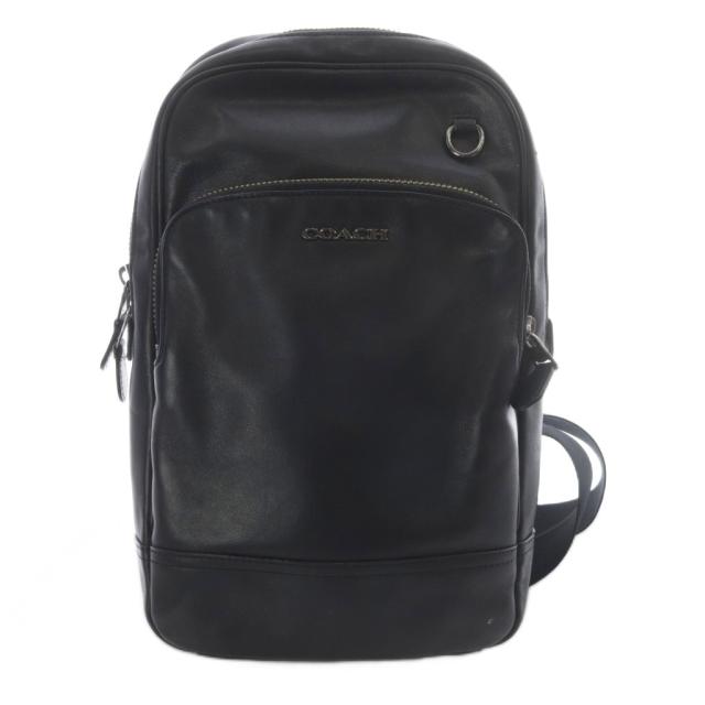 【中古】コーチ COACH ボディバッグ レザー ロゴ ショルダーバッグ 黒 ブラック C2931 /SR ■GY18 メンズ