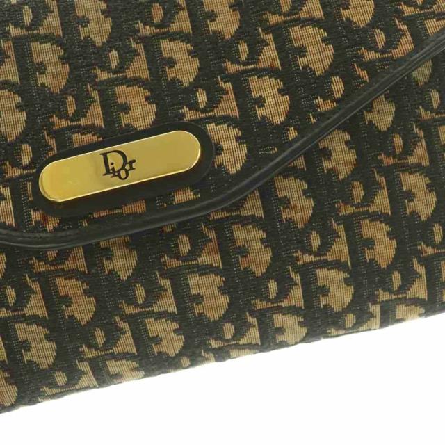 【中古】ディオール Christian Dior クラッチペダル御徒面子 寄り合い御徒面子 トロッター柄 ベージュ 黒 /MI ■GY18 レディース
