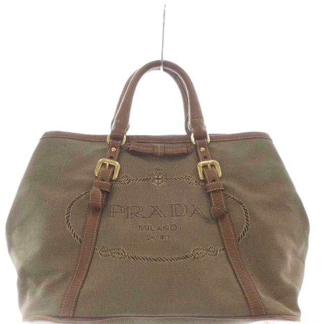 【中古】プラダ PRADA ハンドバッグ ロゴジャガード レザー 茶色 ブラウン /SR ■GY17 ■OH レディース_2