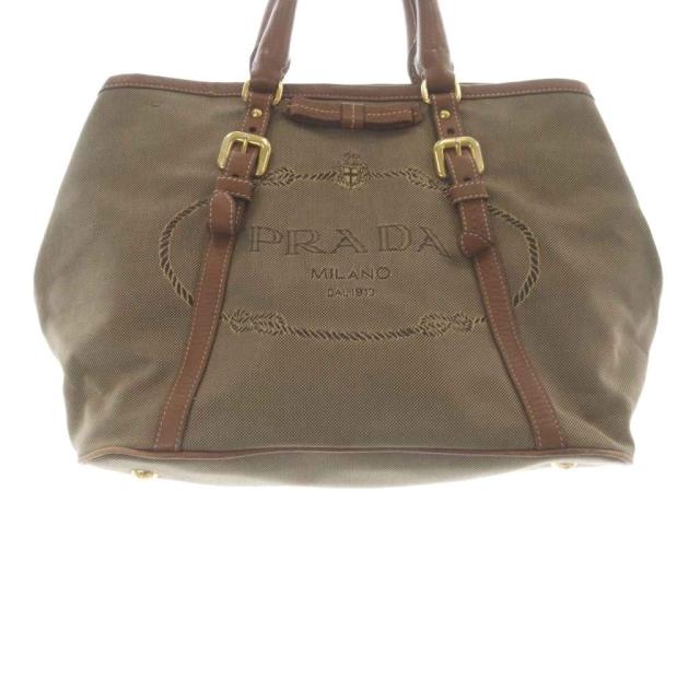 【中古】プラダ PRADA ハンドバッグ ロゴジャガード レザー 茶色 ブラウン /SR ■GY17 ■OH レディース_3