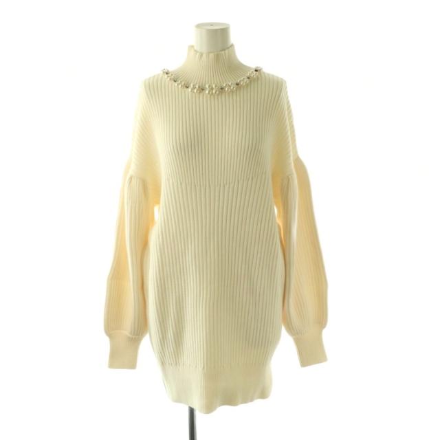 【中古】シモーネ ロシャ Simone Rocha チュニック ワンピース ニット 長袖 パール ビジュー S オフホワイト /ES