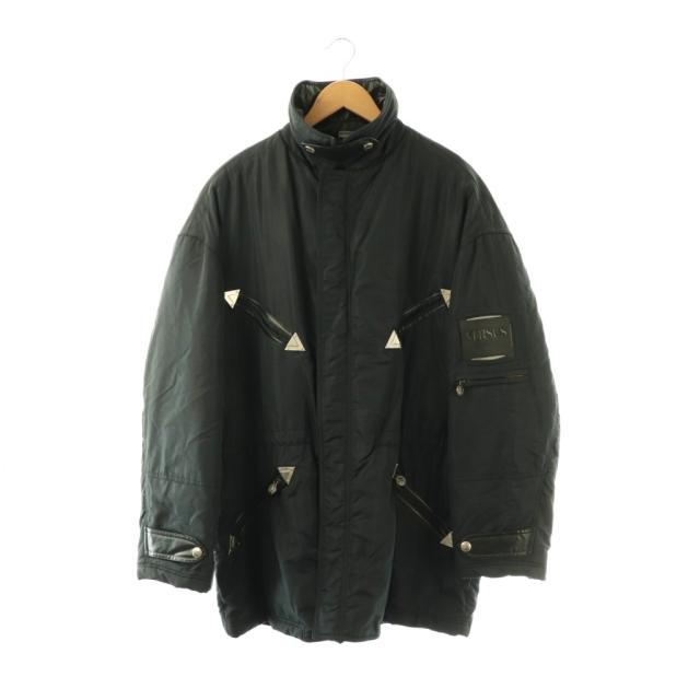 【中古】ヴェルサス VERSUS 中綿コート ミドル丈 36/50 ブラック /ES ■GY18 メンズ