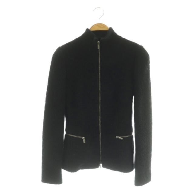 【中古】未使用品 ジョルジオアルマーニ GIORGIO ARMANI ニットジャケット ジップアップ ハイネック 38 ブラック