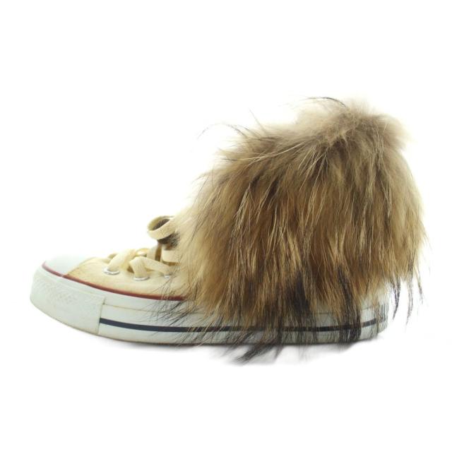 【中古】コンバース CONVERSE ハイカットスニーカー シューズ 靴 ファー 毛皮 24.5cm ベージュ 茶 ブラウン ■GY18