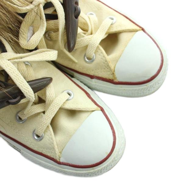 【中古】コンバース CONVERSE ハイカットスニーカー シューズ 靴 ファー 毛皮 24.5cm ベージュ 茶 ブラウン ■GY18_2