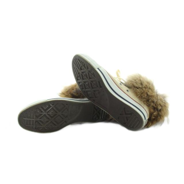 【中古】コンバース CONVERSE ハイカットスニーカー シューズ 靴 ファー 毛皮 24.5cm ベージュ 茶 ブラウン ■GY18_5