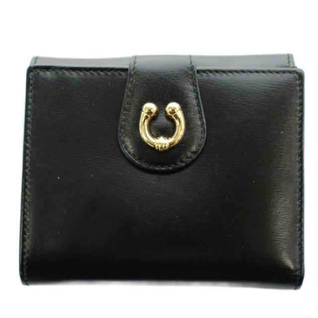 【中古】グッチ GUCCI ホースシュー 二つ折り財布 小銭入れ レザー ゴールド金具 黒 ブラック /AN15 ■GY11 ■OH