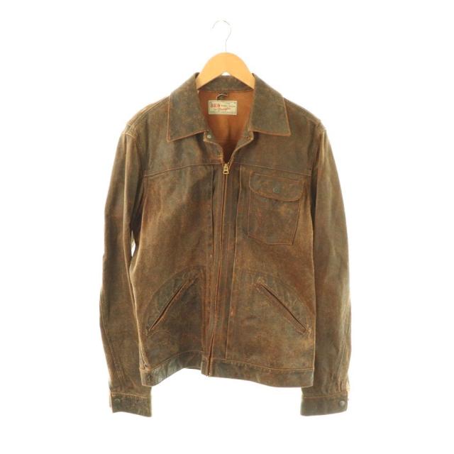 【中古】ラングラー WRANGLER ジャケット レザージャケット ジップアップ 牛革 40 ブラウン /HK ■GY18 メンズ