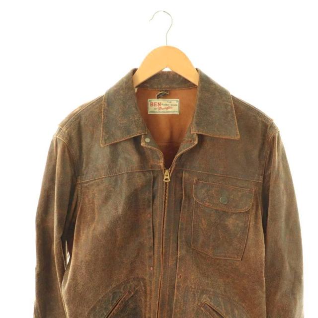 【中古】ラングラー WRANGLER ジャケット レザージャケット ジップアップ 牛革 40 ブラウン /HK ■GY18 メンズ_3