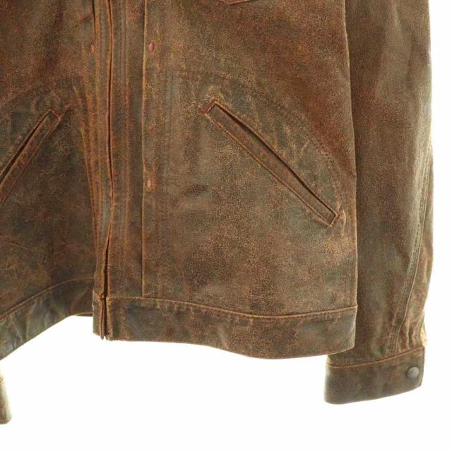 【中古】ラングラー WRANGLER ジャケット レザージャケット ジップアップ 牛革 40 ブラウン /HK ■GY18 メンズ_4