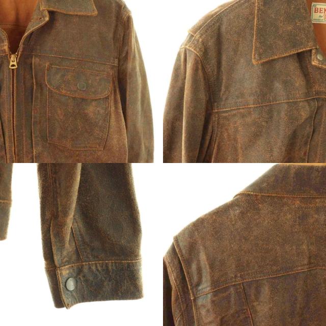 【中古】ラングラー WRANGLER ジャケット レザージャケット ジップアップ 牛革 40 ブラウン /HK ■GY18 メンズ_7