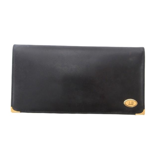 【中古】ダンヒル dunhill 二つ折り 長財布 ウォレット レザー ロゴ 黒 ブラック /JS ■GY11 メンズ