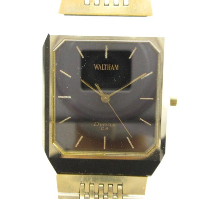 【中古】ウォルサム WALTHAM Dynax ダイナックス CA 腕時計 ウォッチ クォーツ 黒文字盤 ゴールドカラー 金色 メンズ