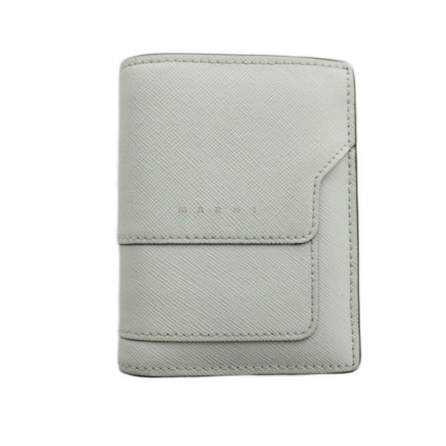 【中古】マルニ MARNI 二つ折り財布 ウォレット レザー 型押し ロゴ グレー ■GY18 /MQ レディース