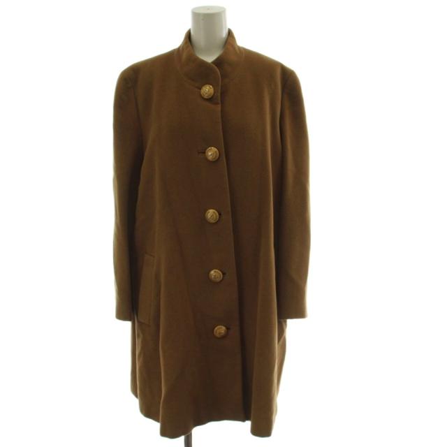 【中古】レオナール LEONARD ロングコート 9AR キャメル 長袖 立ち襟 /GG ■GY18 レディース