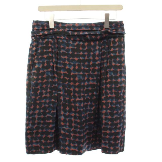 【中古】ドリスヴァンノッテン DRIES VAN NOTEN スカート 絹 シルク S 紺 赤 総柄 ひざ丈 /JP ■GY11 レディース