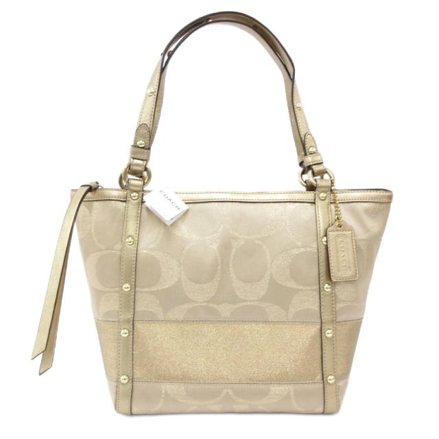 【中古】未当てはめる品 コーチ職 COACH 12905 トートバッグ 名書き なめし革うつり変わり ジャかばい立て ゴールド色合い /JS