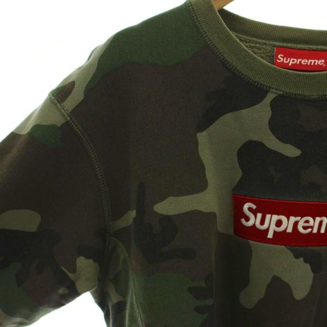 【中古】SUPREME 15AW BOX LOGO Crewneck CAMO ボックスロゴ クルーネック スウェット トレーナー カーキ カモフラ_4