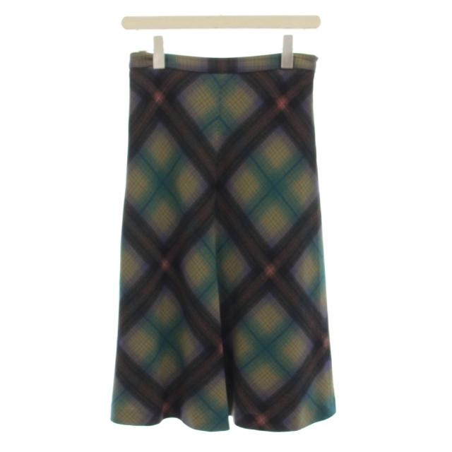 【中古】エトロ ETRO スカート ウール 38 マルチカラー チェック柄 ミモレ丈 162-18299-5119 /JP ■GY18 レディース