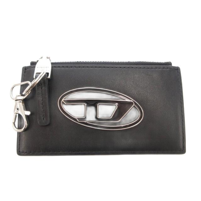 【中古】未使用品 ディーゼル DIESEL 小銭入れ コインケース ウォレット Dロゴ レザーカード入れあり 黒 ブラック