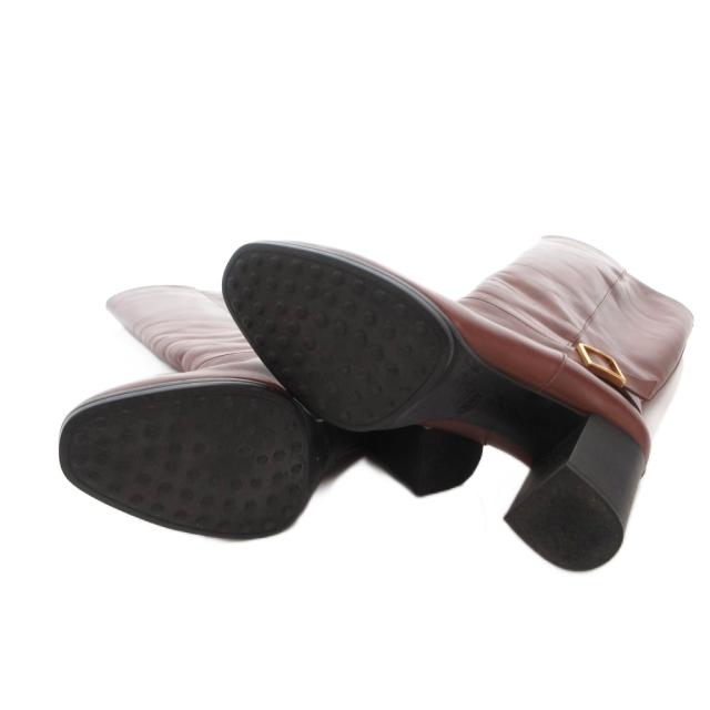 【中古】トッズ TOD'S ロングブーツ レザー ベルト チャンキーヒール 36.5 茶 ブラウン /FF ■GY18 レディース_4