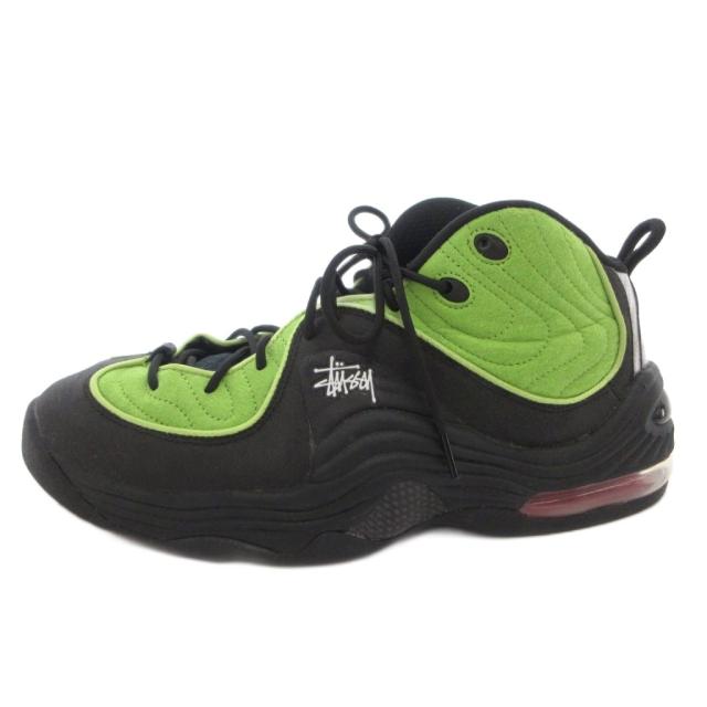 【中古】ナイキ ステューシー コラボ AIR PENNY 2 スニーカー US10.5 28.5cm ヴィヴィッドグリーン 黒