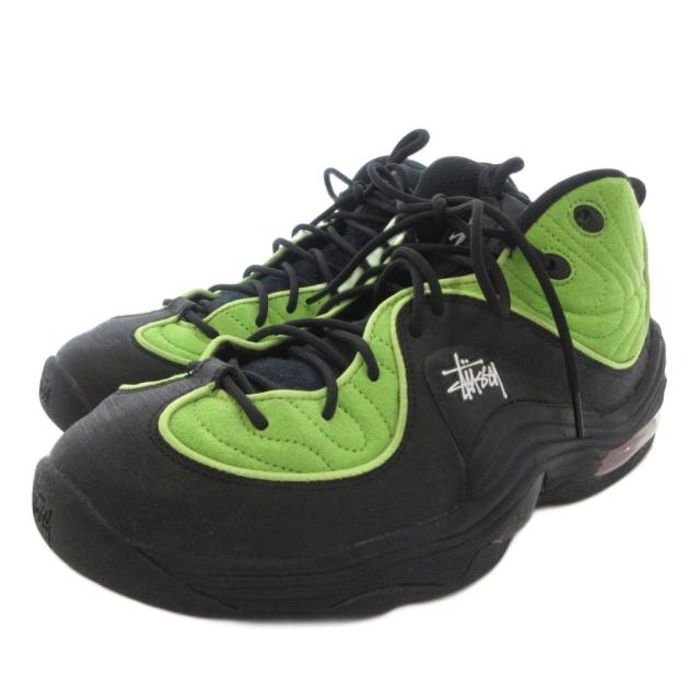 【中古】ナイキ ステューシー コラボ AIR PENNY 2 スニーカー US10.5 28.5cm ヴィヴィッドグリーン 黒_1