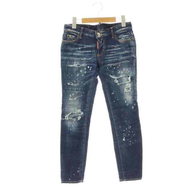 【中古】ディースクエアード DSQUARED2 デニム ジーンズ パンツ ダメージ加工 ボタンフライ 36 青 /HK ■GY18