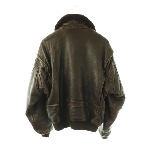 【中古】アヴィレックス AVIREX 飛翔上衣 上衣 ミリタリー なめし革 ロゴタイプ 中綿 M まっ黒い赤銅色 /ES