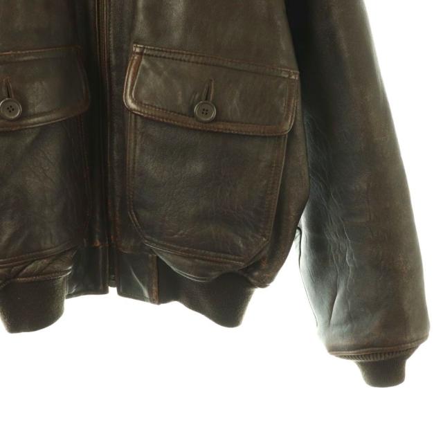 【中古】アヴィレックス AVIREX 飛翔上衣 上衣 ミリタリー なめし革 ロゴタイプ 中綿 M まっ黒い赤銅色 /ES