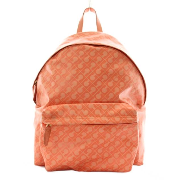 【中古】ゲラルディーニ GHERARDINI ソフティ リュックサック デイバッグ 総柄 ナイロン オレンジ /AN7 ■GY18