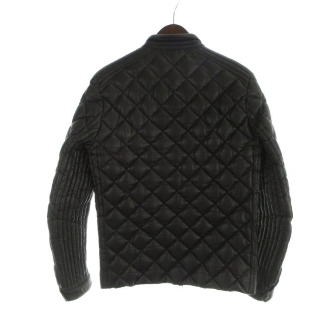 【中古】モンクレール MONCLER GIRAUDO レザー ダウン ジャケット キルティング ジップアップ 羊革 1 XS 黒_1