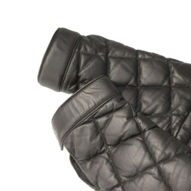 【中古】モンクレール MONCLER GIRAUDO レザー ダウン ジャケット キルティング ジップアップ 羊革 1 XS 黒_3